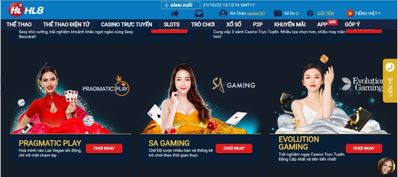 Game cá cược trên HL8 Casino